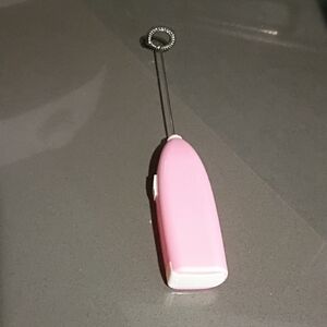 Pink and White Handheld Milk Frother